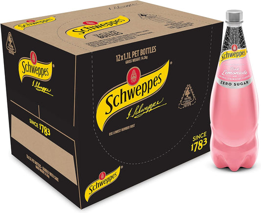Schweppes Traditionals Zero Sugar Pink Lemonad 1.1 litre (Pack of 12)