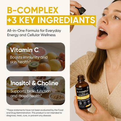 Venture Pal Vitamin B Complex Liquid Drops, B12 Methylcobalamin | B9 Folic | B1,B2,B3,B5,B6,B15 - Vitamin C