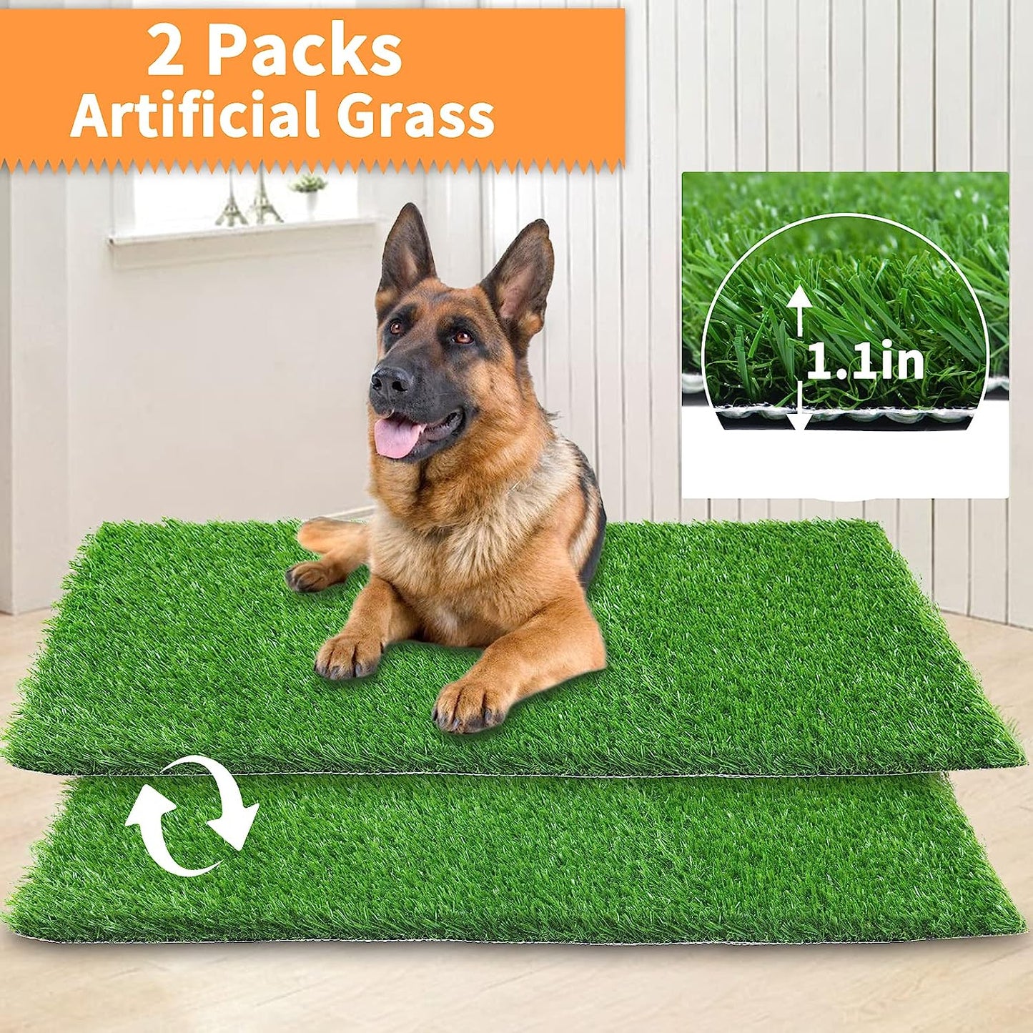 35in x 23in Extra Large Grass Porch Potty Tray, 2-Pack Replacement Artificial Grass Puppy Training Pads