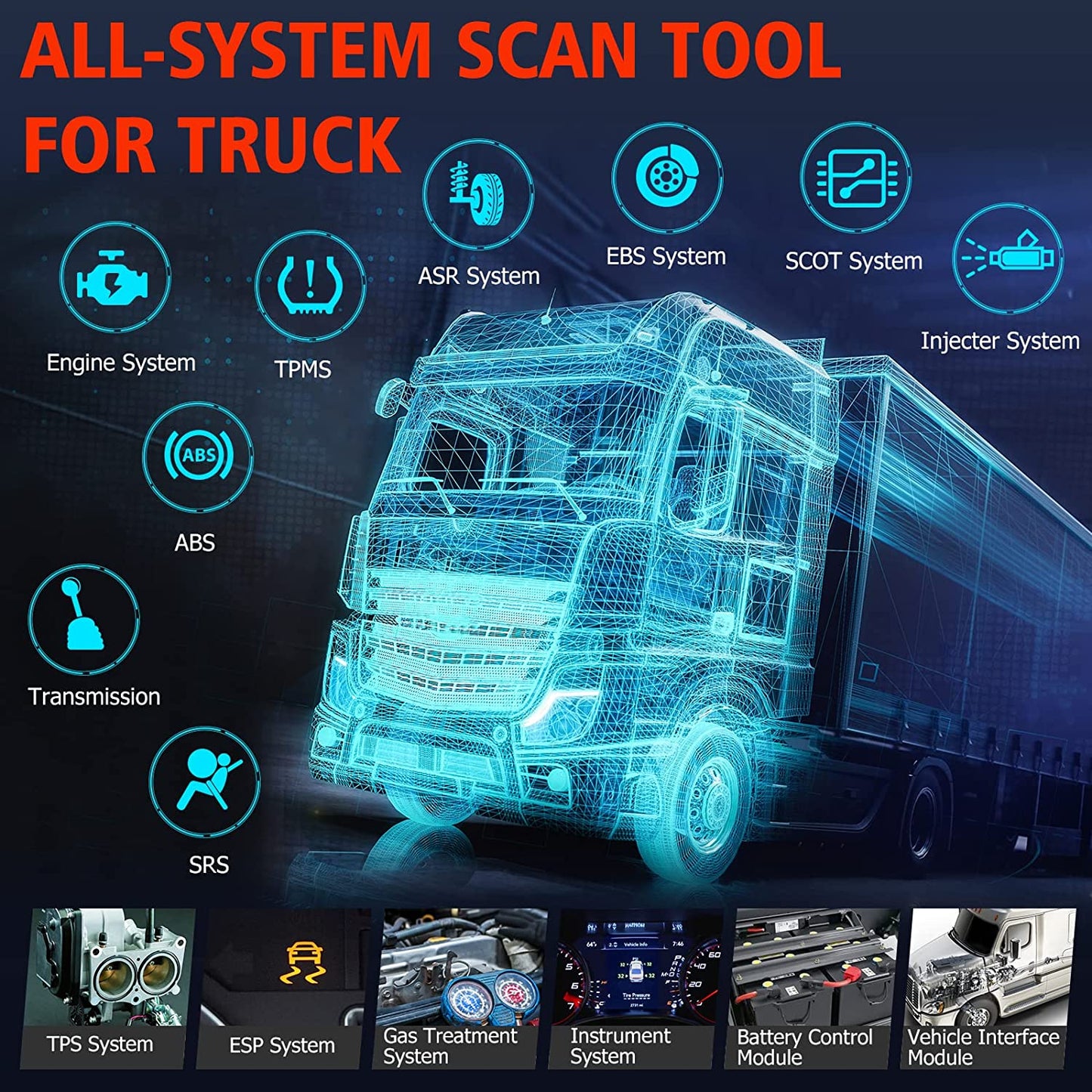 ANCEL HD601 Heavy Duty Truck Scanner All System Auto Diesel Diagnostic Scan Tool