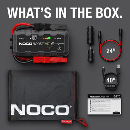 NOCO Boost HD GB70 2000A 12V UltraSafe Lithium Jump Starter Box, Car Battery Booster, Jump Start Pack