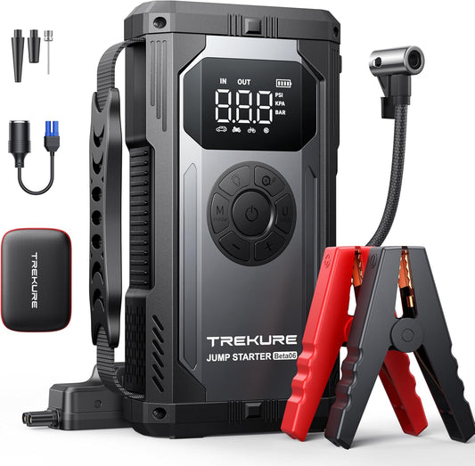 TREKURE Jump Starter with Air Compressor, 4000A Peak 150PSI Car Battery Jump Starter for All Gas/ 10L Diesel Engines, 12V Car Jumper Starter Power Bank