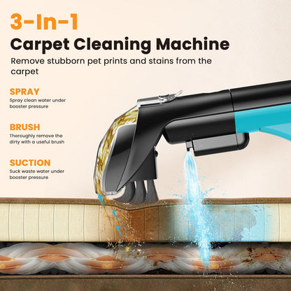 Carpet Cleaner Machine, Wnkim 16500Pa Carpet & Upholstery Cleaner Machine, Portable Strong Suction Stain Remover Deep Cleaner for Carpets, Couches, Car Seats and Stairs, Self-Cleaning