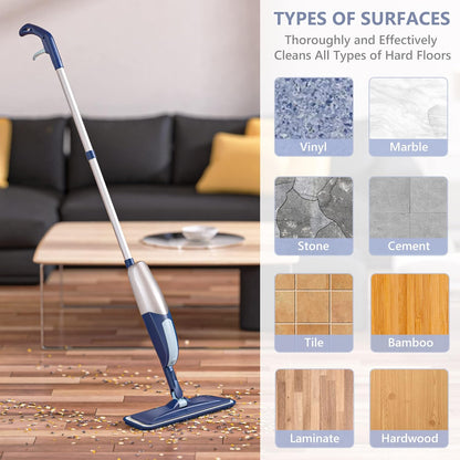 Spray Mop for Floor Cleaning Microfiber Floor Mop Wet Dry Dust Flat Cleaning Mop with 5 Washable Mop Pads and 2 Refillable Bottles for Home Kitchen Bathroom