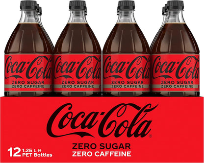 Coca-Cola Zero Sugar Caffeine Free Soft Drink Multipack Bottles 12 x 1.25L