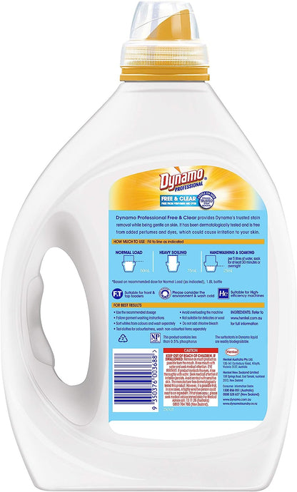 Dynamo Professional Free and Clear, Liquid Laundry Detergent, 1.8 Ltrs