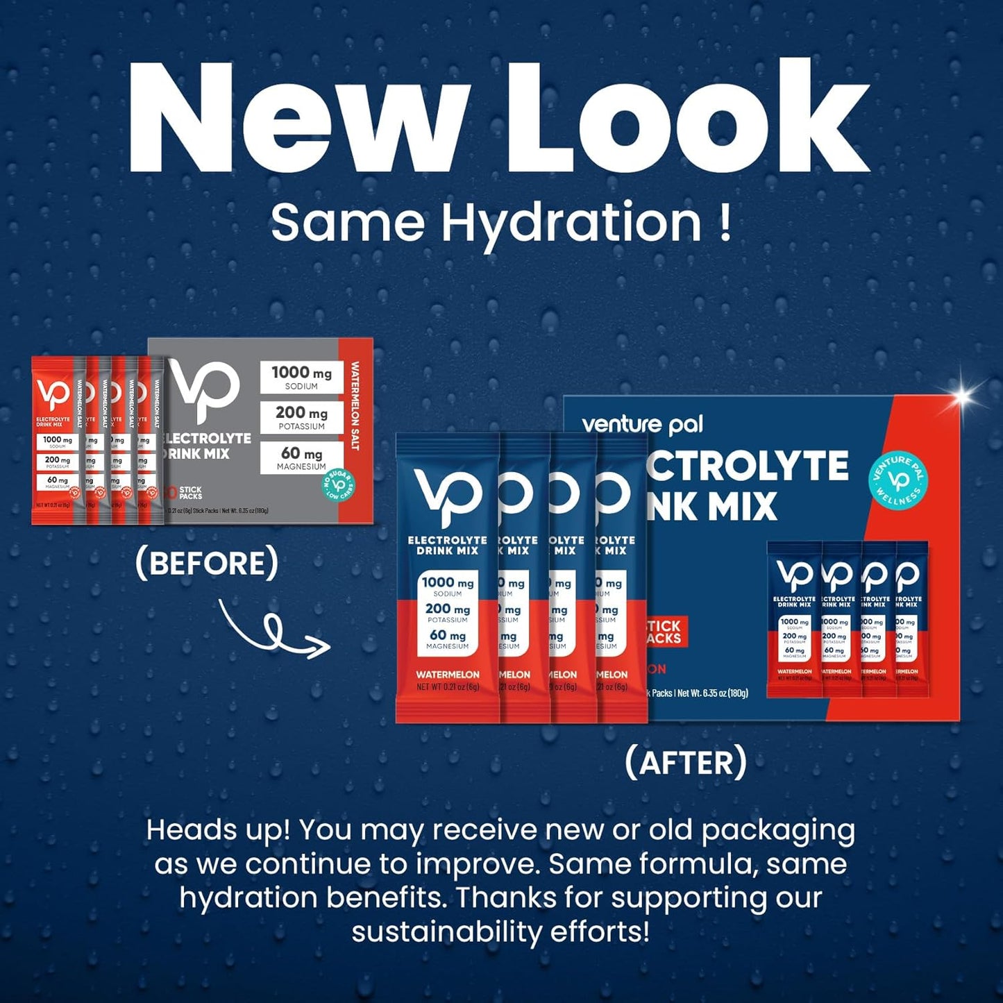 Venture Pal High Sodium Sugar Free Electrolytes Powder Packet - Zero Calories- 30 Sticks