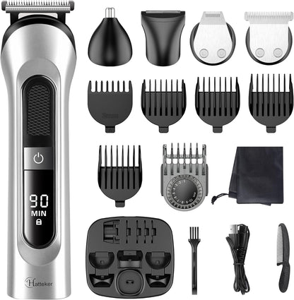 Hatteker Beard Trimmer for Men Hair Clipper Cordless Mustache Nose Trimmer Body Groomer Hair Cutting Kit Precision Trimmer USB Rechargeable Waterproof 5 in.