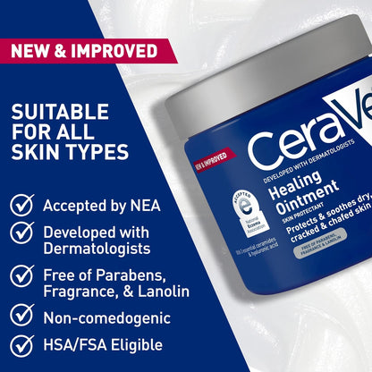 CeraVe Healing Ointment, Hydrating Skin Protectant With Petrolatum, Hyaluronic Acid & Ceramides 12oz