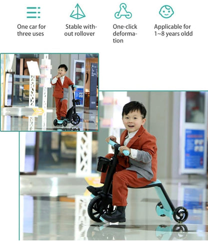 3 in 1 Toddler Scooter,Girls Boys Kids 3 Wheel Kick Scooters, Adjustable Height Extra Wide PU Flashing Wheels Scooter for Children from 2 to 8 Years Old