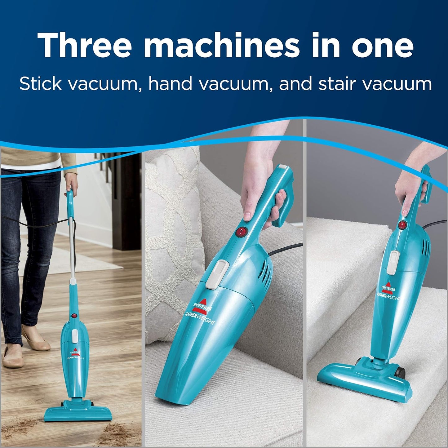 Bissell Featherweight Stick Lightweight Bagless Vacuum With Crevice Tool, 2033, One Size Fits All, Blue