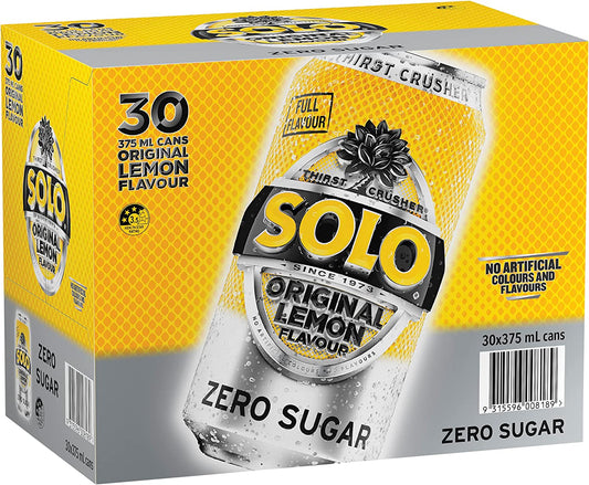 Solo Zero Sugar Soft Drink Can 375 ml,30 pack