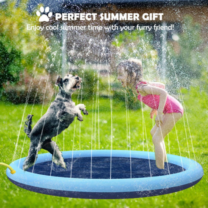 Flyboo Splash Sprinkler Pad for Dogs Kids,59’’ Thicken Dog Pool with Sprinkler,Pet Outdoor Play Water Mat Toys for Dogs Cats and Kiddie