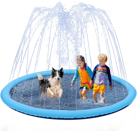 Splash Pad - Splash Pad for Kids and Dog, Dog Splash Pad, 67'' Inflatable Water Summer Pool Toys, Outdoor Play Mat for Kids & Toddlers - Navy