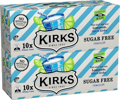 Kirks Lemonade Flavour Sugar Free Soft Drink Multipack Cans 20 x 375 mL