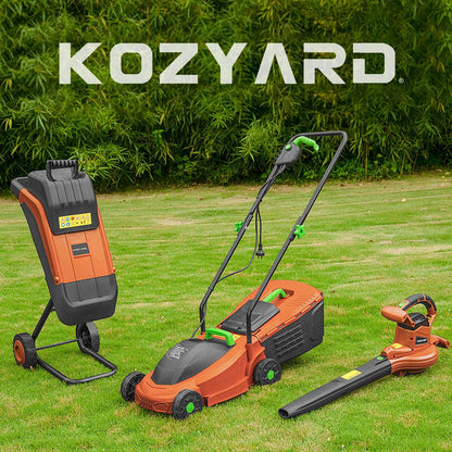 KOZYARD 1300w Electric Lawn Mower,2-in-1 Grass Box Or Mulch Electric Weeder,3-Position Height Adjustment,Cutting Width 320MM, Adjustable Cutting Height (25/40/55MM)