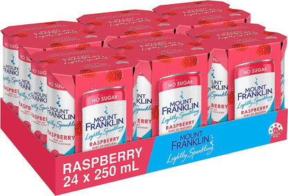 Mount Franklin Lightly Sparkling Water Raspberry Multipack Mini Cans 24 x 250mL