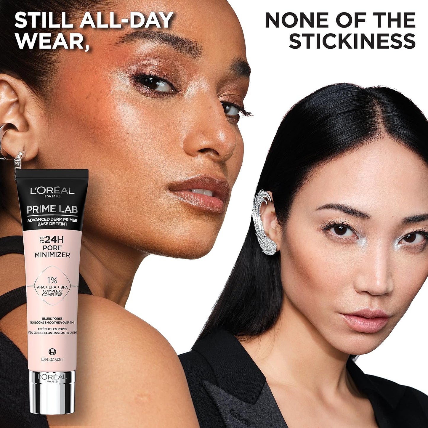 L’Oréal Paris Prime Lab Up to 24H Pore Minimizer Face Primer Infused with AHA, LHA, BHA Complex to Smooth and Extend Makeup Wear, 1.01 Fl Oz