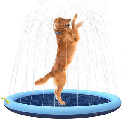 Flyboo Splash Sprinkler Pad for Dogs Kids,59’’ Thicken Dog Pool with Sprinkler,Pet Outdoor Play Water Mat Toys for Dogs Cats and Kiddie