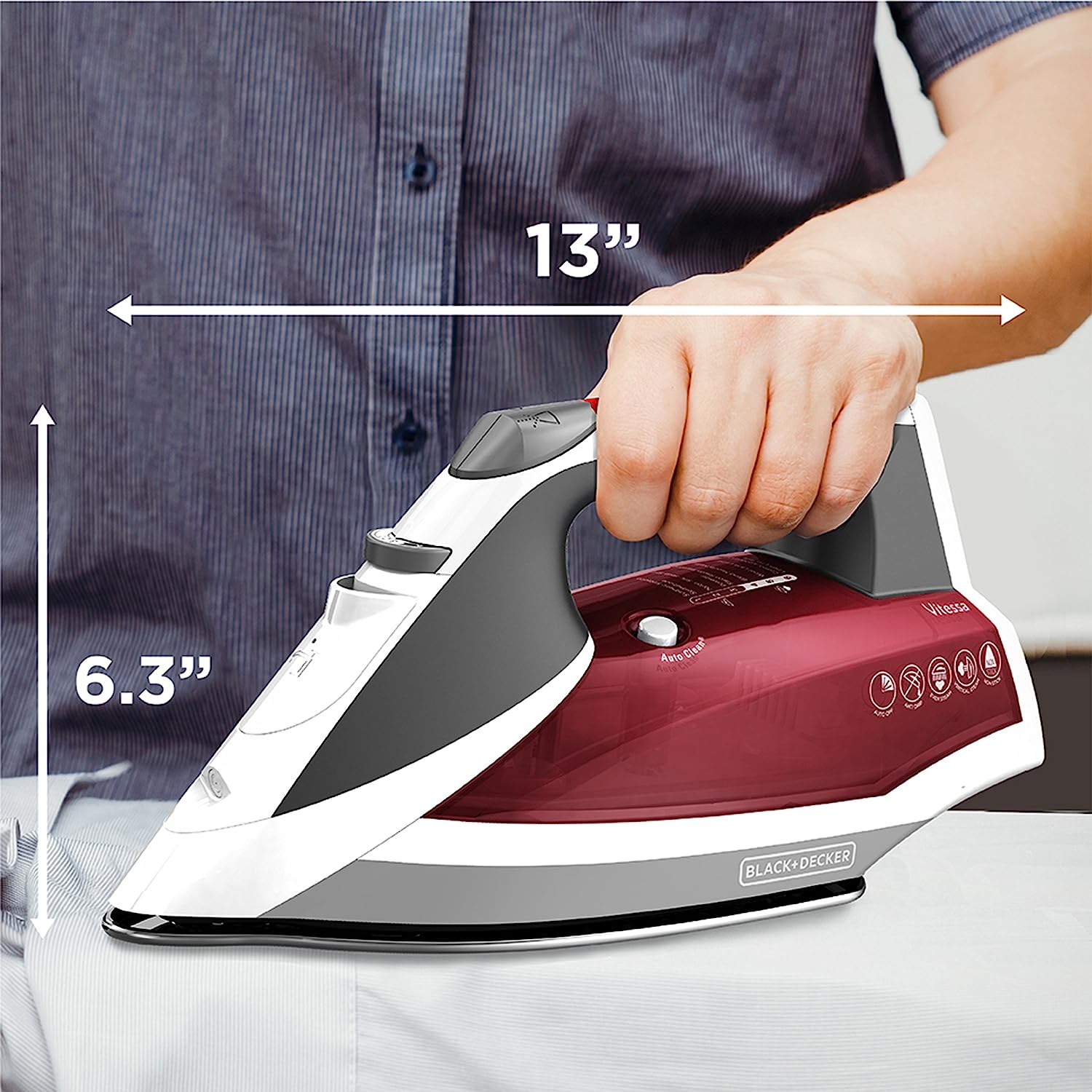 BLACK DECKER IR2050 Textile Iron Standard Red Shopperss