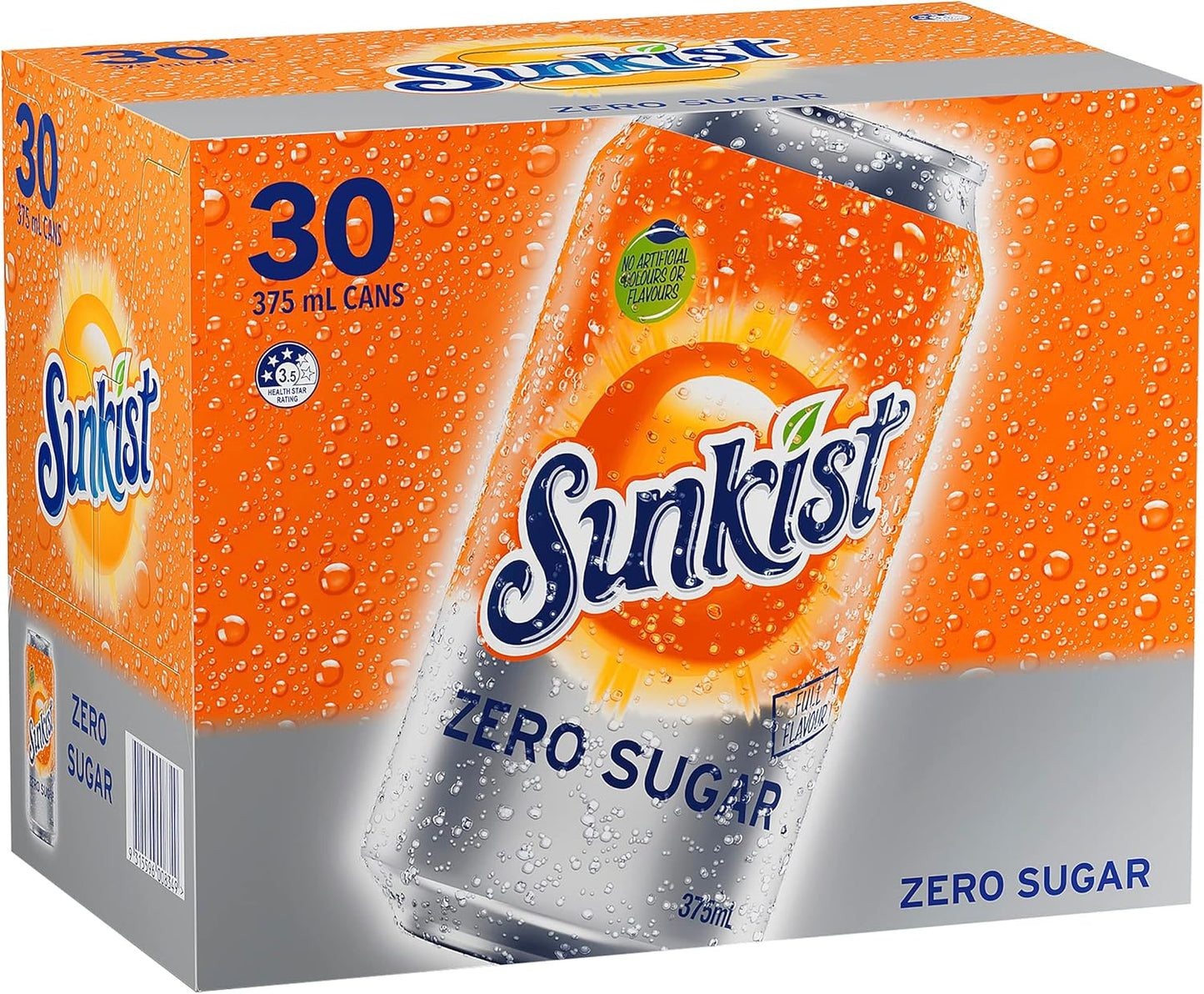 Sunkist Zero Sugar Soft Drink, 30 x 375ml