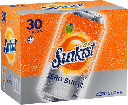Sunkist Zero Sugar Soft Drink, 30 x 375ml