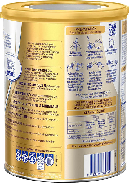 Nestlé NAN SUPREMEpro 4, Premium Toddler 2+ Years Milk Drink Powder 800gm