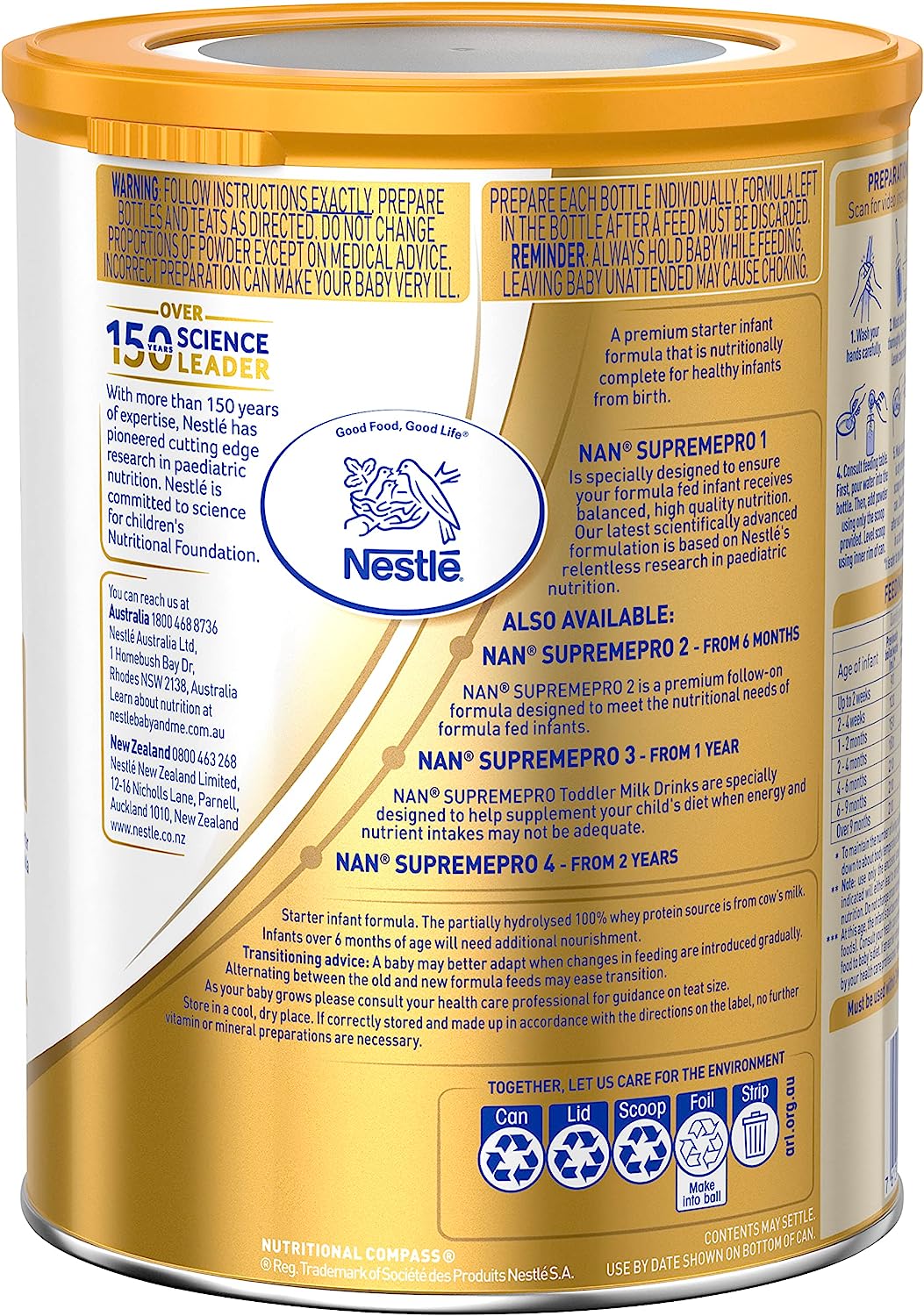 Nestlé NAN SUPREMEpro 1, Suitable from Birth Premium Starter Baby Formula Powder 800gm