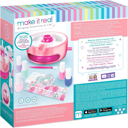 Make It Real - Light Magic Dryer and Nail Polish Set for Girls and Teens - Includes 5 Nail Polish Colors, Nail Dryer, Nail Art Stickers, and Nail File