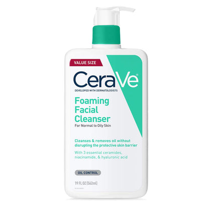Facial Cleanser | Daily Face Wash for Oily Skin with Hyaluronic Acid, Ceramides, and Niacinamide| Fragrance Free Paraben Free | 19 Fluid Ounce