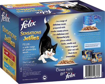 Felix Sensations Jellies - Favourites Menu, Adult and Senior, 60x85g