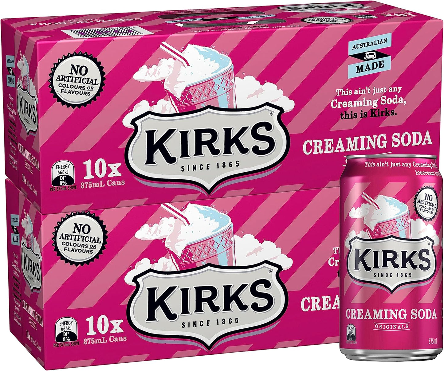 Kirks Creaming Soda Soft Drink Multipack Cans 20 x 375 mL