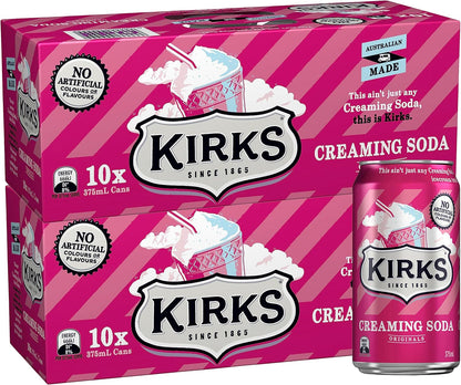 Kirks Creaming Soda Soft Drink Multipack Cans 20 x 375 mL