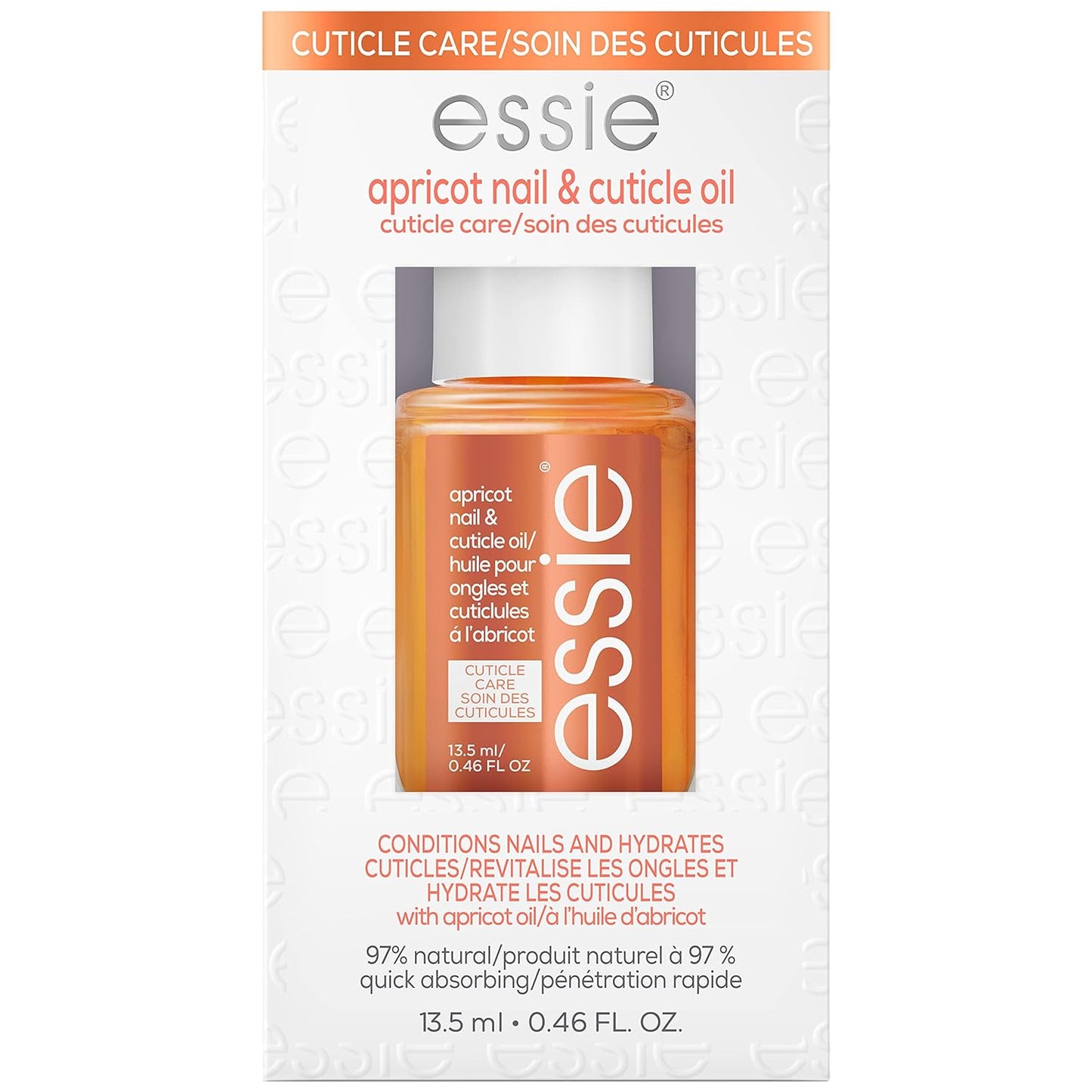 essie Nail Care, 8-Free Vegan, Apricot Nail and Cuticle Oil, softened and nourished cuticles, 0.46 fl oz