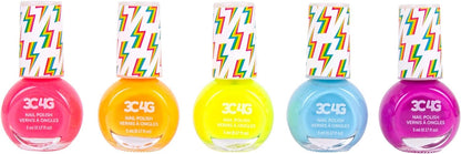 3C4G THREE CHEERS FOR GIRLS - Neon Nail Polish Set - Quick Dry Nail Polish for Girls - Includes 5 Neon Colors - Non-Toxic Nail Polish Kit for Kids Ages 8+