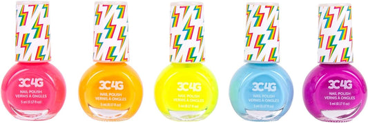 3C4G THREE CHEERS FOR GIRLS - Neon Nail Polish Set - Quick Dry Nail Polish for Girls - Includes 5 Neon Colors - Non-Toxic Nail Polish Kit for Kids Ages 8+