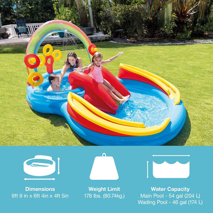 Intex Rainbow Ring 2.97m Play Centre Inflatable Swimming Pool Outdoor Kids 3y+