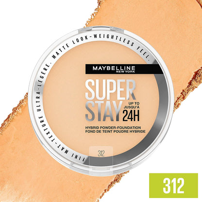 Maybelline New York Super Stay Up to 24HR Hybrid Powder-Foundation, Mediukeup