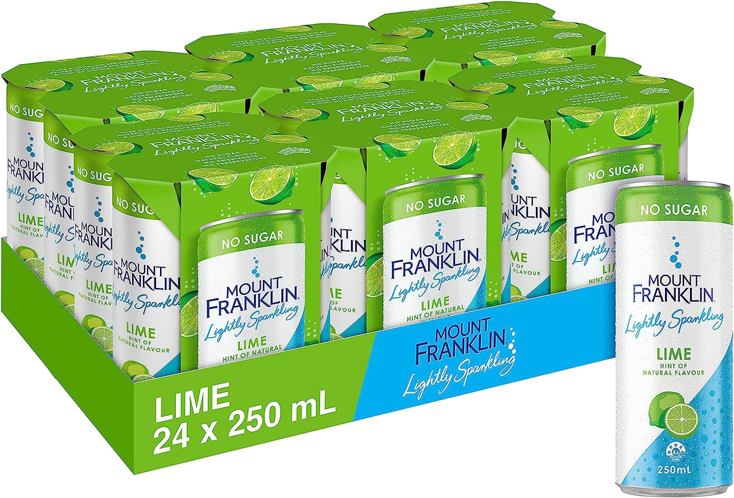 Mount Franklin Lightly Sparkling Water Lime Multipack Mini Cans 24 x 250mL