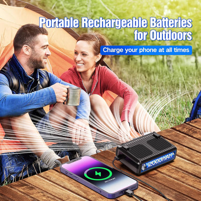 2023 Upgraded Waist Fan, 12000mAh Battery Powered with 24H Working Time,Portable Fan with 3 Speeds, Wearable Belt Fan Double Airflow Outlet，Personal Waist Clip Fan with Outdoor Works, Travel, Cycling,