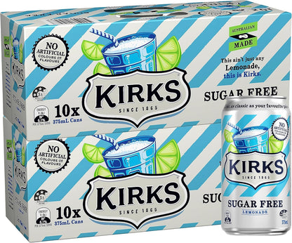 Kirks Lemonade Flavour Sugar Free Soft Drink Multipack Cans 20 x 375 mL