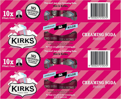 Kirks Creaming Soda Soft Drink Multipack Cans 20 x 375 mL