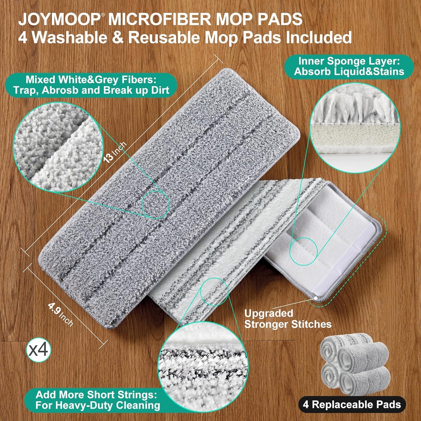 JOYMOOP Mop and Bucket with Wringer Set, Flat Squeeze Mop Flat Head