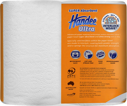 Handee Ultra Double Length Paper Towel (120 Sheets per roll), White 8 Rolls