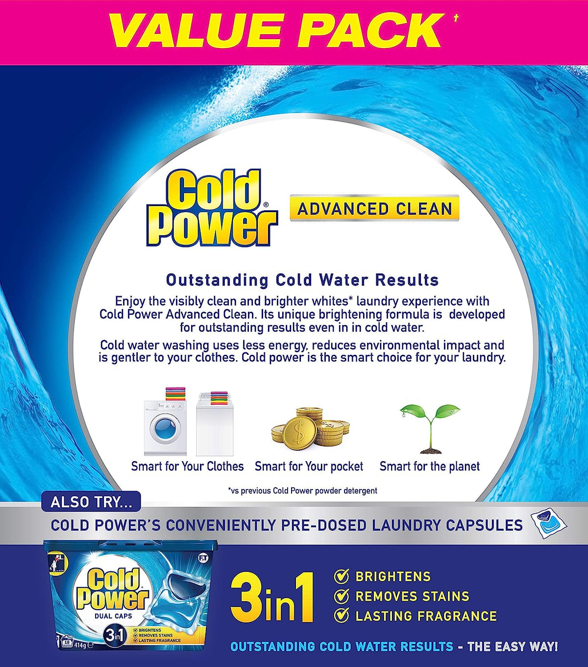Cold Clean Plus Cold Power Advanced Clean, Powder Laundry Detergent, 4kg – Shopperss