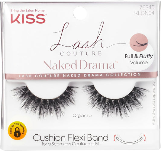 KISS Lash Couture Naked Drama Collection, Full & Fluffy Volume 3D Faux Mink False Eyelashes, Reusable and contact lens friendly