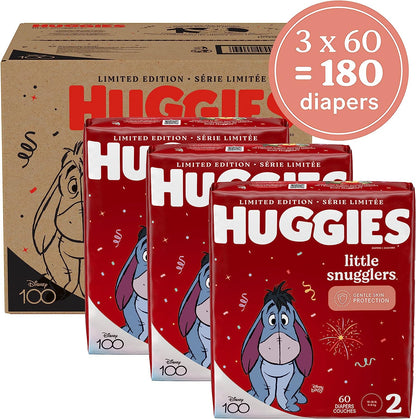 Huggies Little Snugglers Baby Diapers, Size 2 (up to 12-18 lb.), 180 Pack, Economy Plus Pack