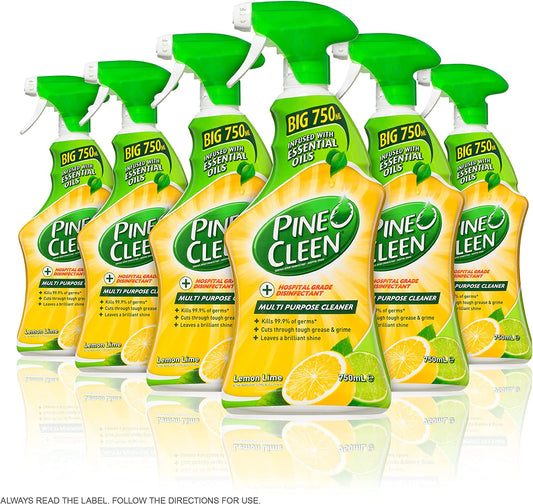 Pine O Cleen Disinfectant Multipurpose Cleaner Lemon Lime 750mL (Pack of 6)