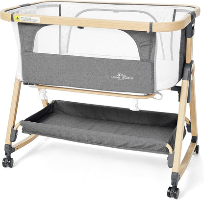 Baby Bassinet Airflow Co-Sleeper, Rocking Crib with Mosquito net - Grey