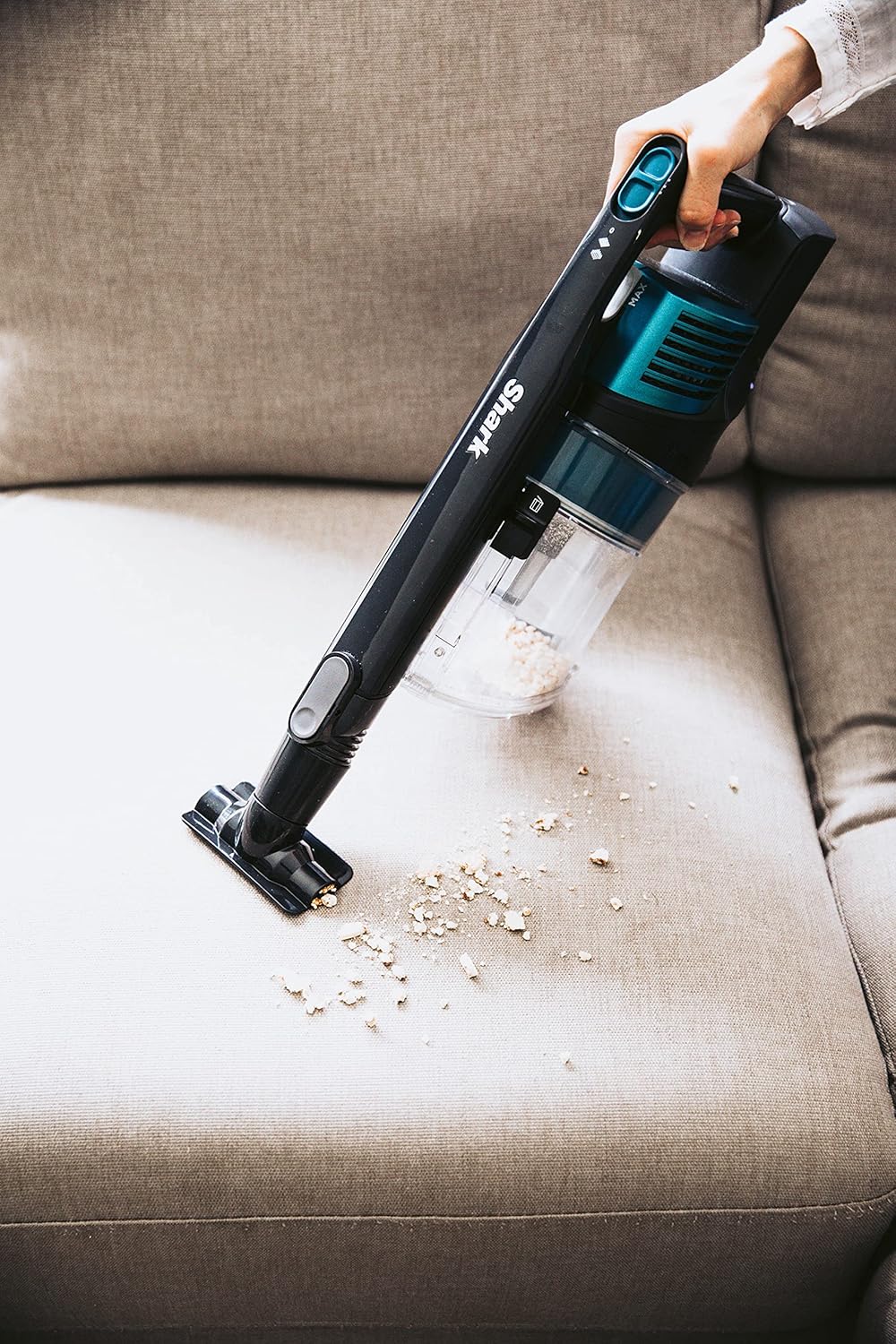 Shark Cordless Vacuum with Self Cleaning Brushroll, 3 Cleaning Modes, 40 Mins Runtime, Transforms Into Handheld, IZ102, Peacock Blue & Charcoal Grey
